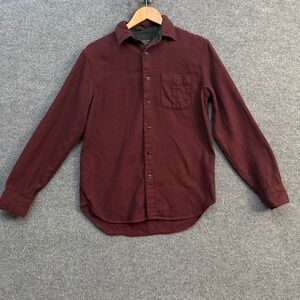 Rag and Bone Button Down Shirt Mens Size Small Burgundy Herringbone Classic Fit